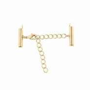 Slide end tubes with extention chain and clasp 13mm - Gold